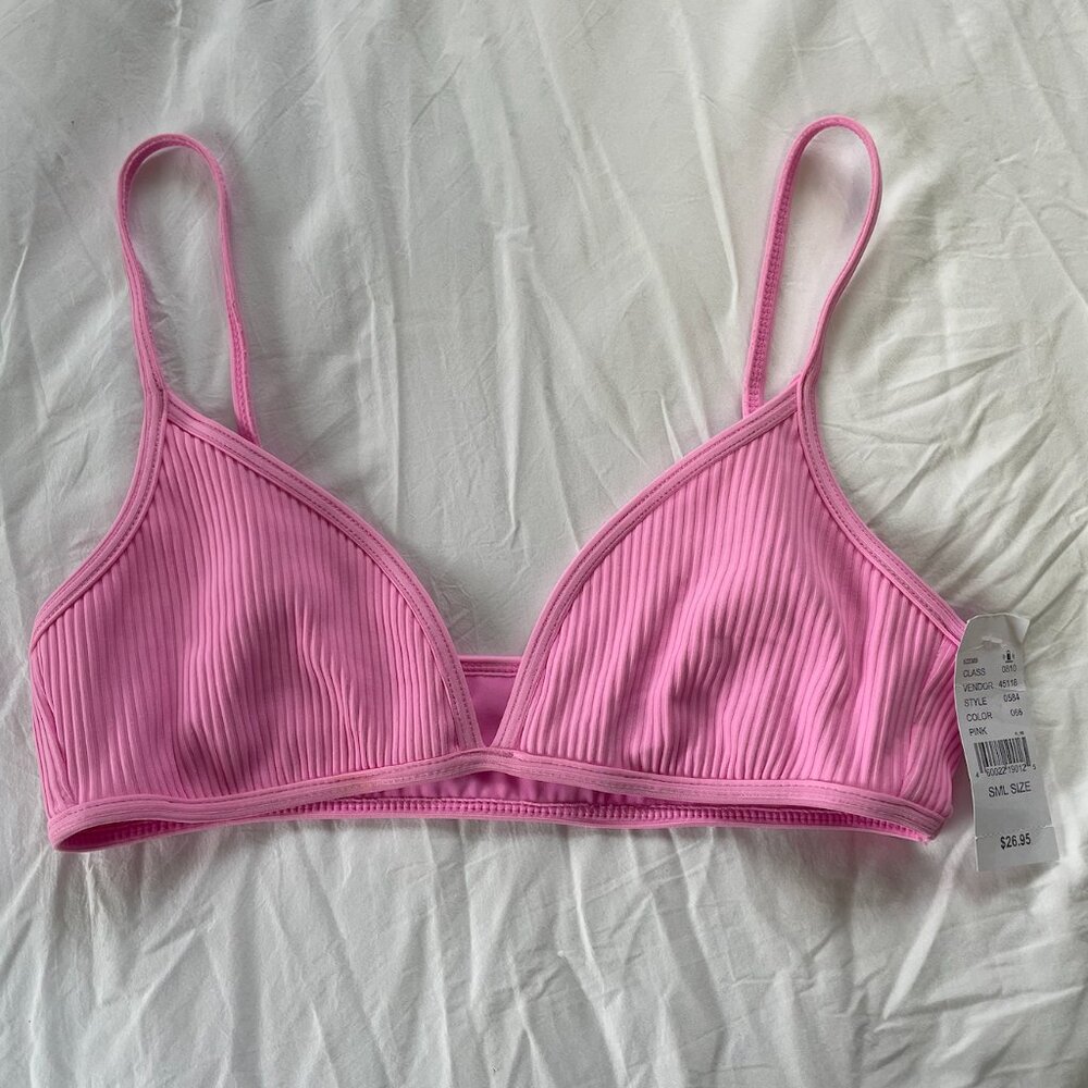 L.A. Hearts by PacSun Ribbed Pink Bikini Top - Size S (New With Tags)